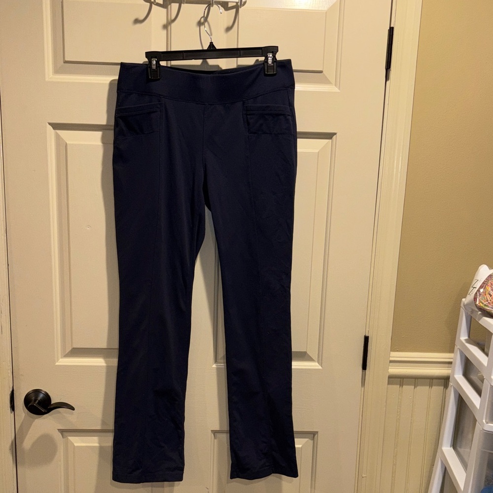 Athleta Dark Navy Performance Straight-Leg Pants with Front Pockets